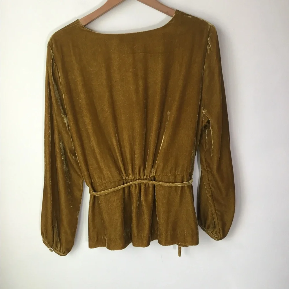 J. Crew Velvet‎ Faux Wrap Long Sleeve Top